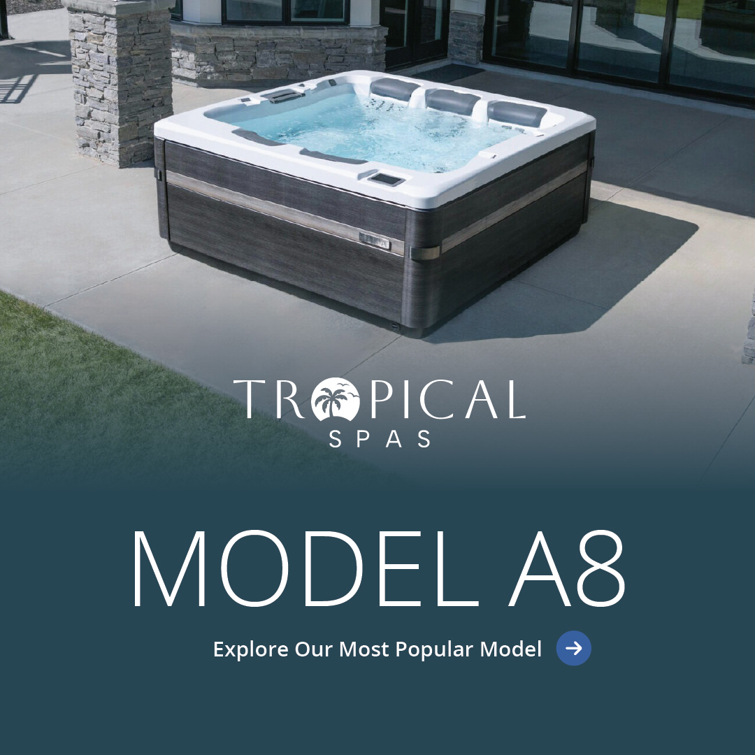 Tropical Spas Facebook ad: Stretch out & relax in the spacious Bullfrog…