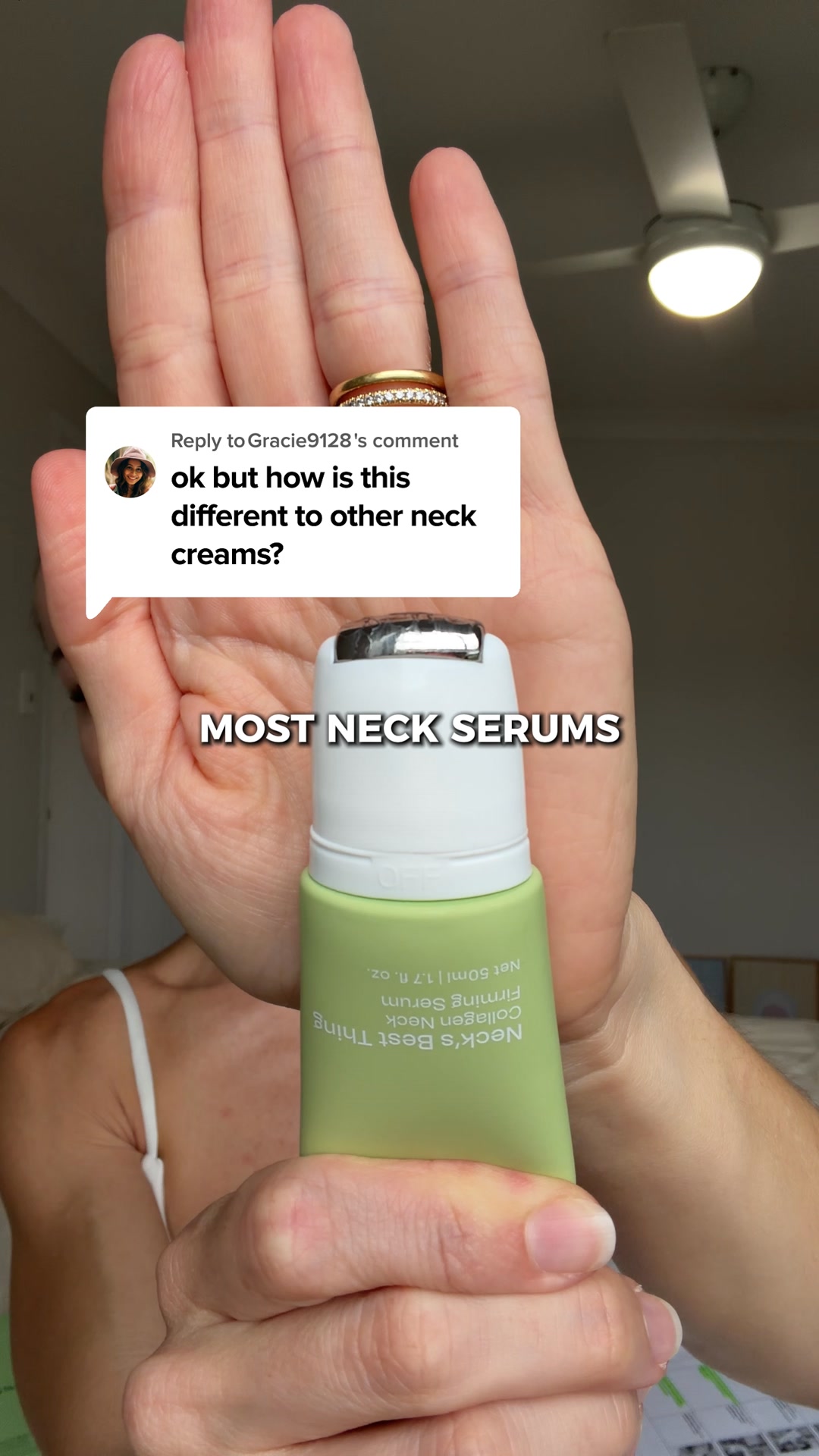Hey Bud Skincare Facebook ad: Your face says 40. Your neck says 60.