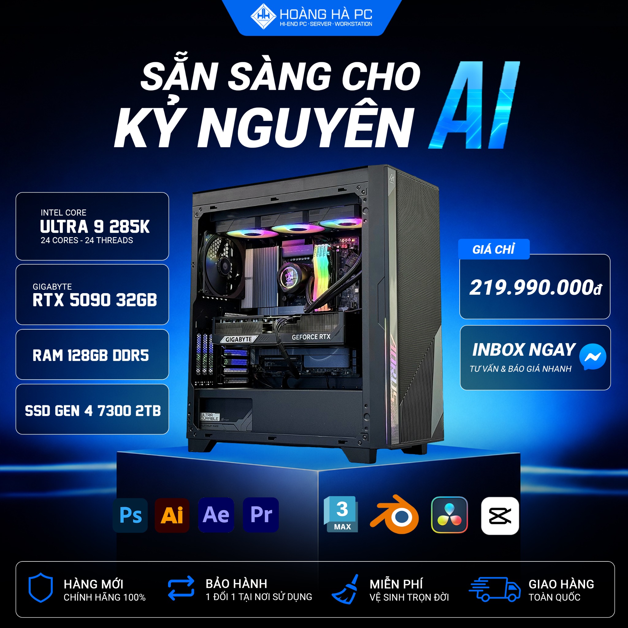 HOÀNG HÀ PC Facebook ad: PC Training AI - Stable Diffusion - Render 3D