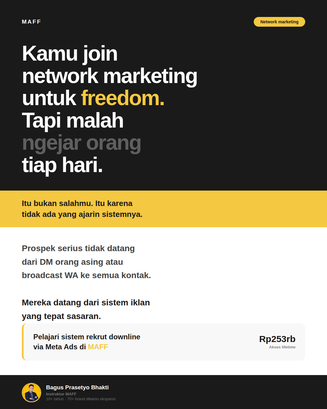 Bagus Prasetyo Bhakti Facebook ad: Cara Meta Ads Untuk Rekrut Downline