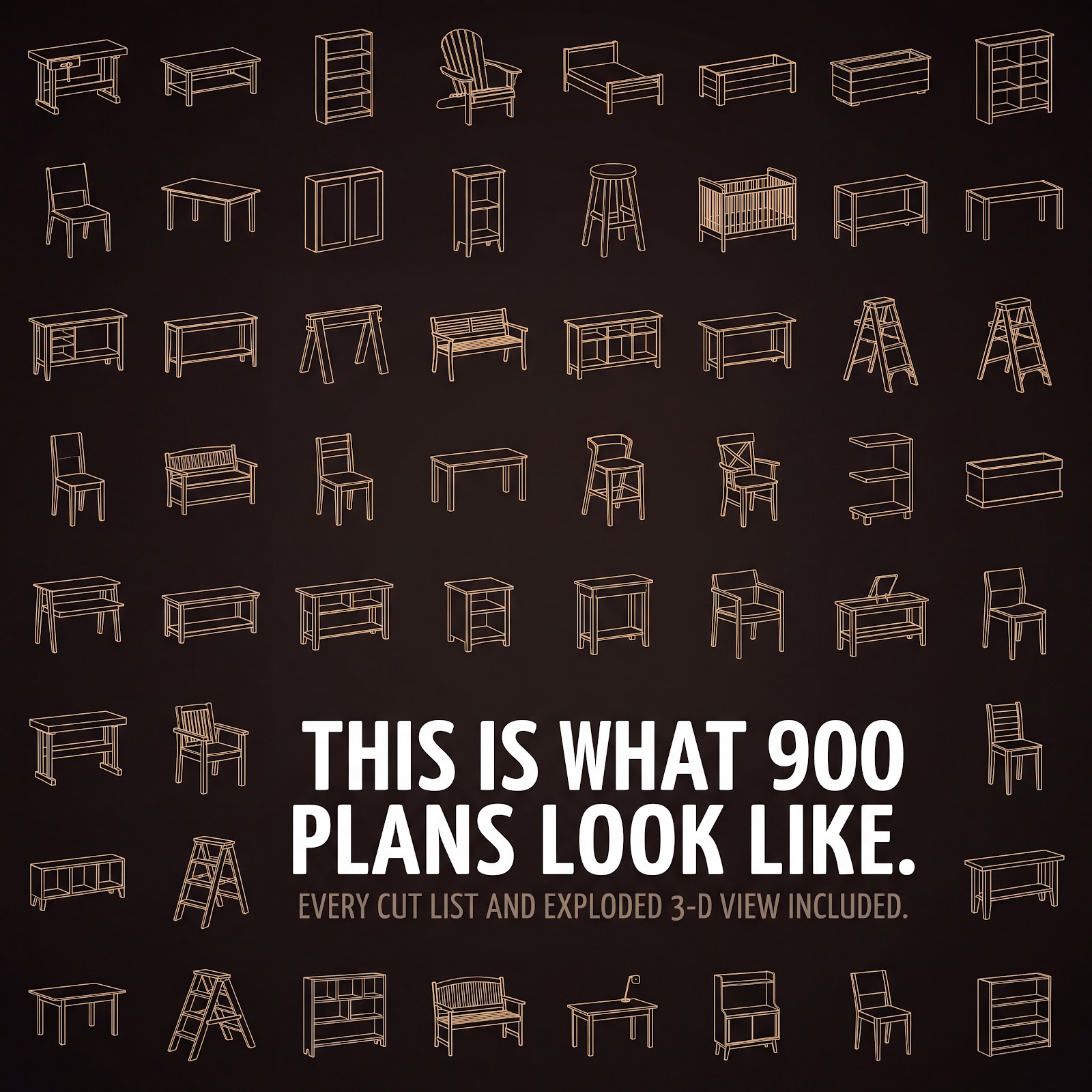 Nexora Facebook ad: +900 Woodworking Furniture Plans