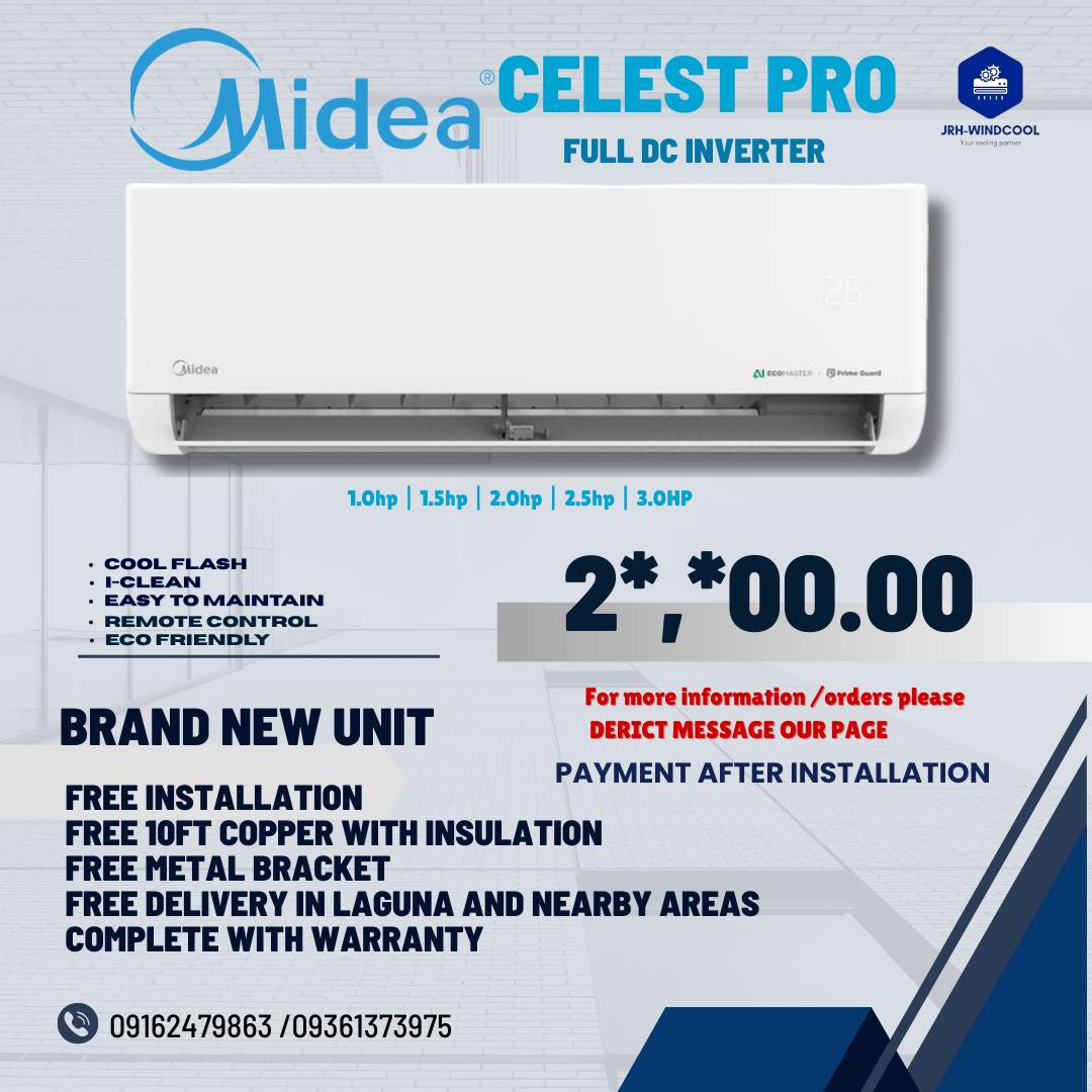 JRH Windcool Air-Conditioning Services Facebook ad: EXPERIENCE NEXT LEVEL COMFORT WITH THE MIDEA CELEST…
