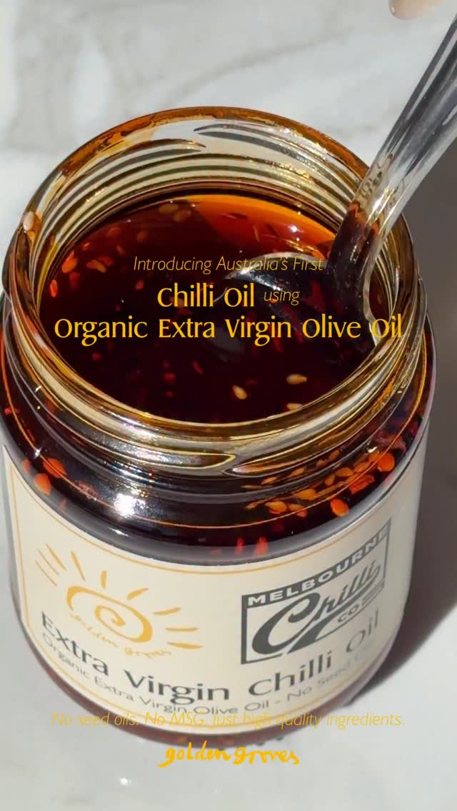 Golden Groves Co Facebook ad: Introducing Australia’s First Chilli Oil using certified…