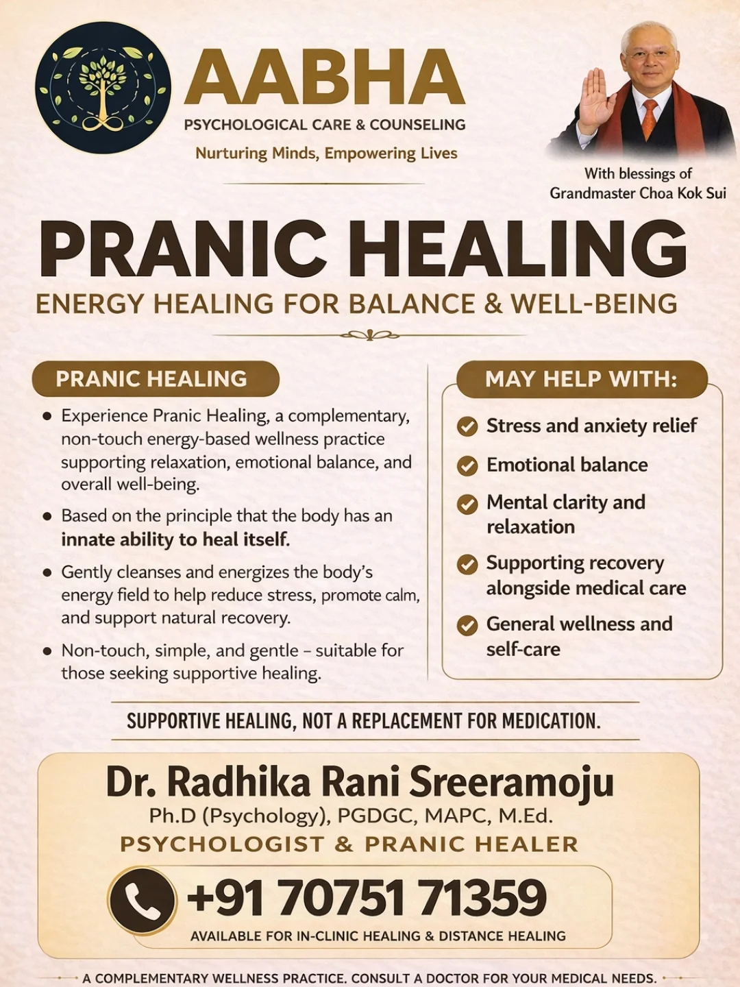 Aabha Psychological care and Counselling Facebook ad: HEALING | ENERGY HEALING FOR BALANCE & WELL-BEING