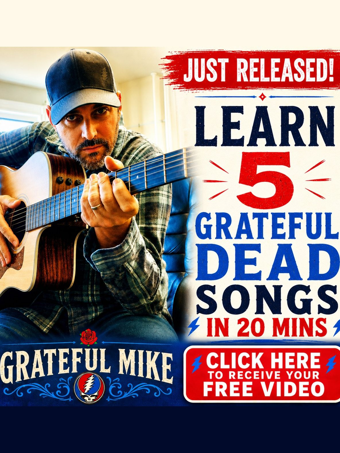 Grateful Mike Guitar Lessons Facebook ad: Free Deadhead Guitar Lesson