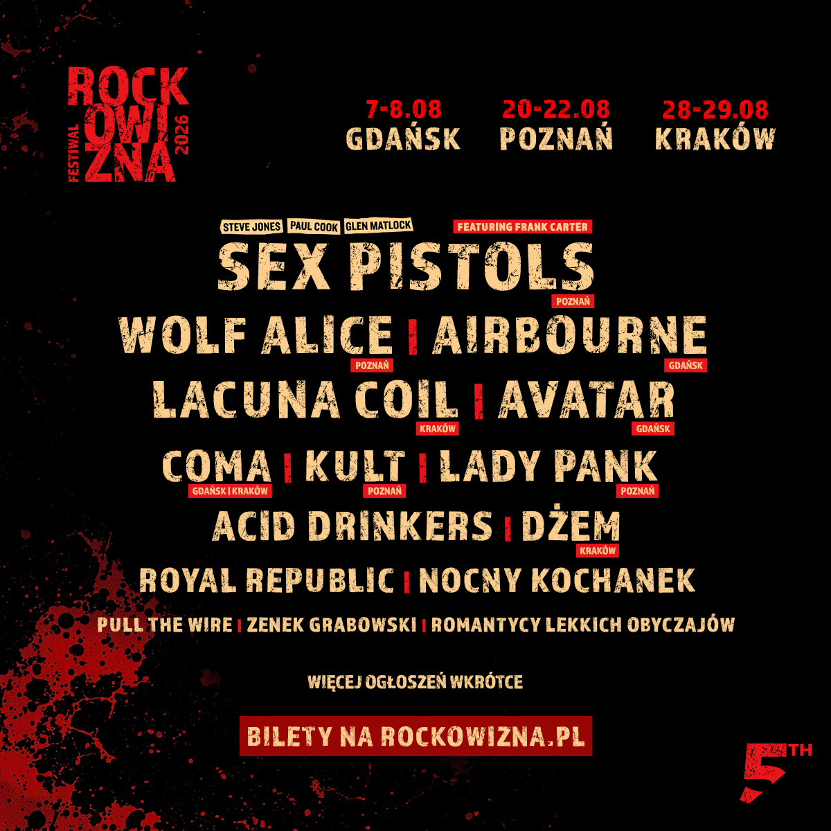 Rockowizna Festiwal Facebook ad: Rockowizna Festiwal 2026 - Gdańsk, Poznań, Kraków - Bilety