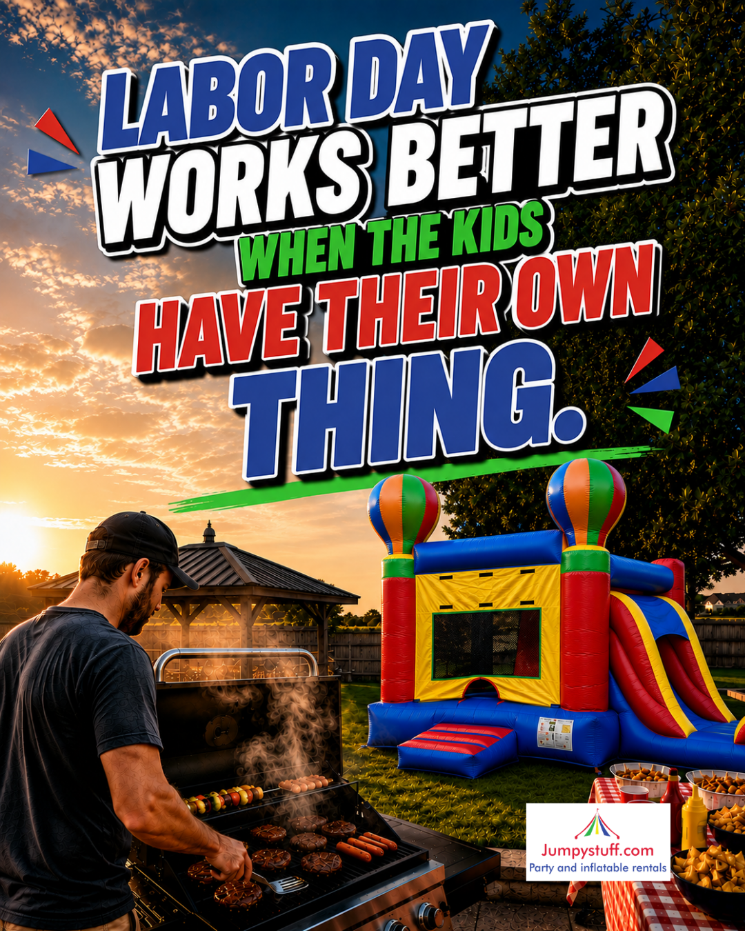 Jumpystuff.com Facebook ad: Make Labor Day Fun