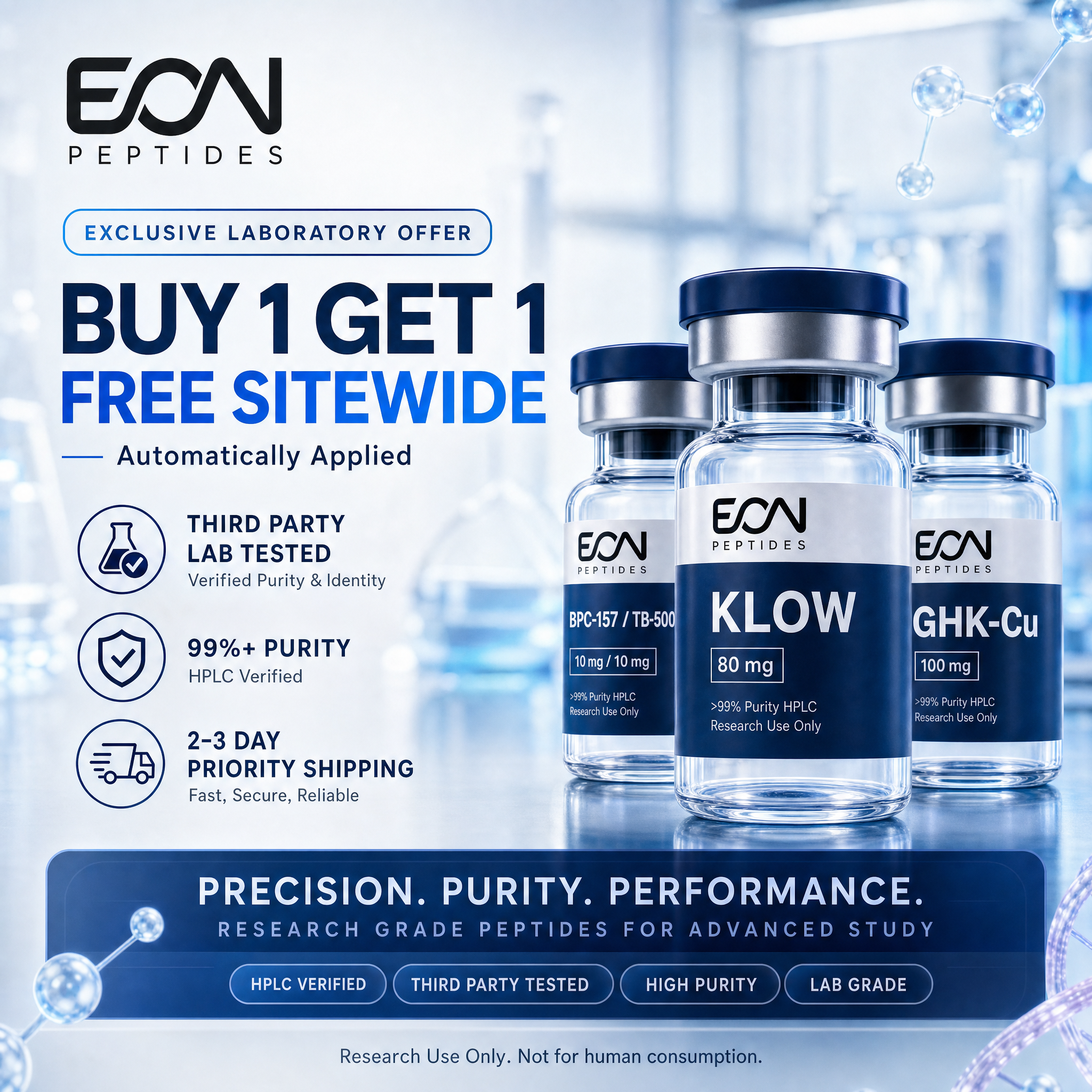 Eon Research Facebook ad: Premium Purity. Buy 1 Get 1 Free. USA Third Party Lab…