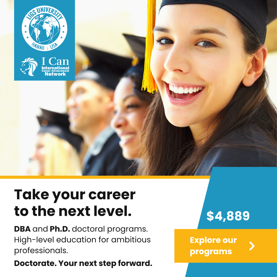 LIGS University Facebook ad: Online doctoral study that fits your life and your goals.