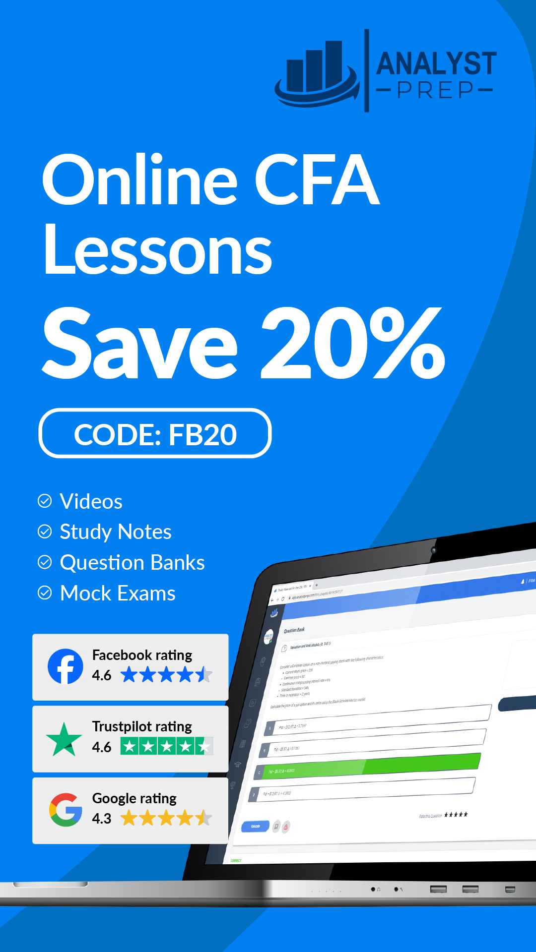 AnalystPrep Facebook ad from Apr 17, 2025