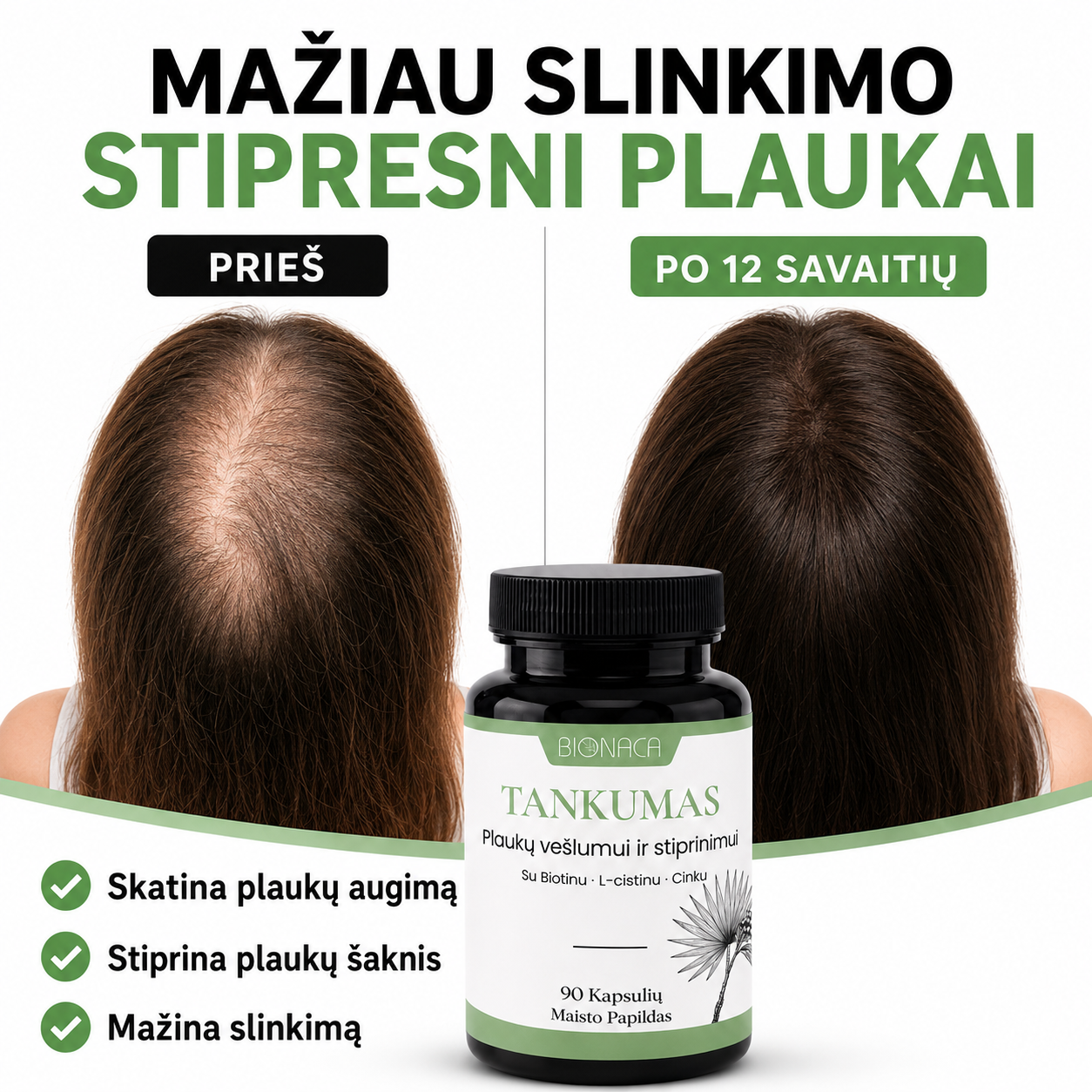 Bionaca Facebook ad: Sustabdyk plaukų slinkimą natūraliai