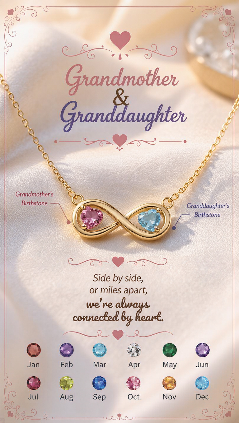 Belovejewel.uk Facebook ad: Grandmother&Granddaughter Connected By Heart Double…