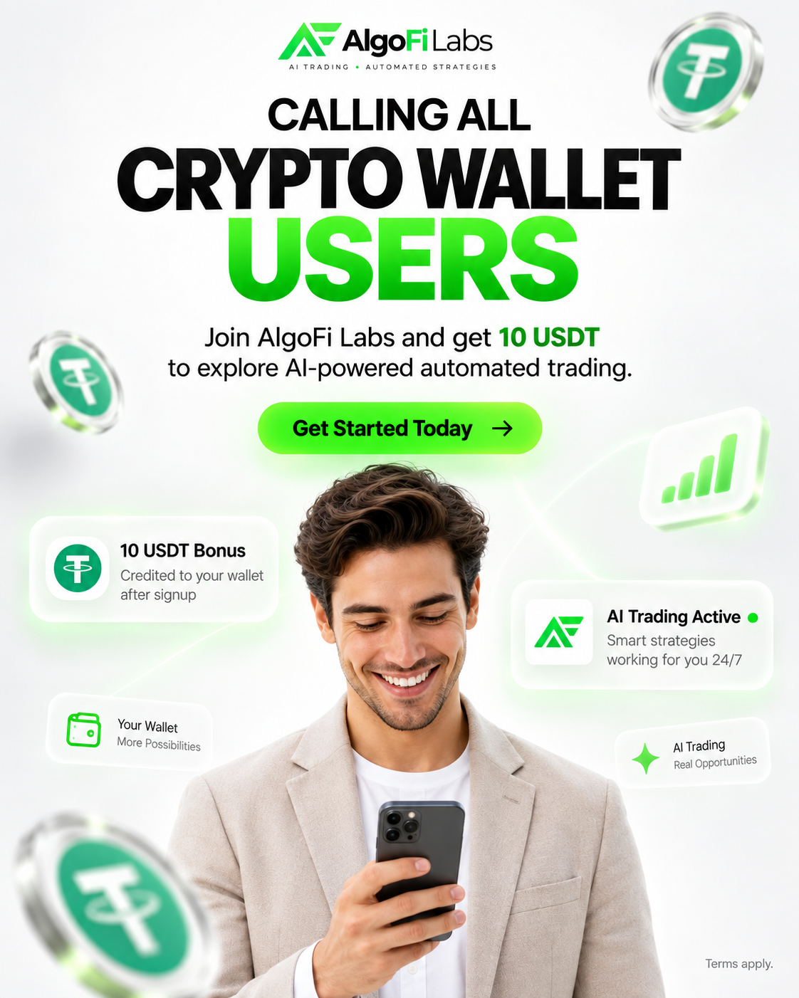 AIgofilabs Facebook ad: Get 10 USDT When You Join