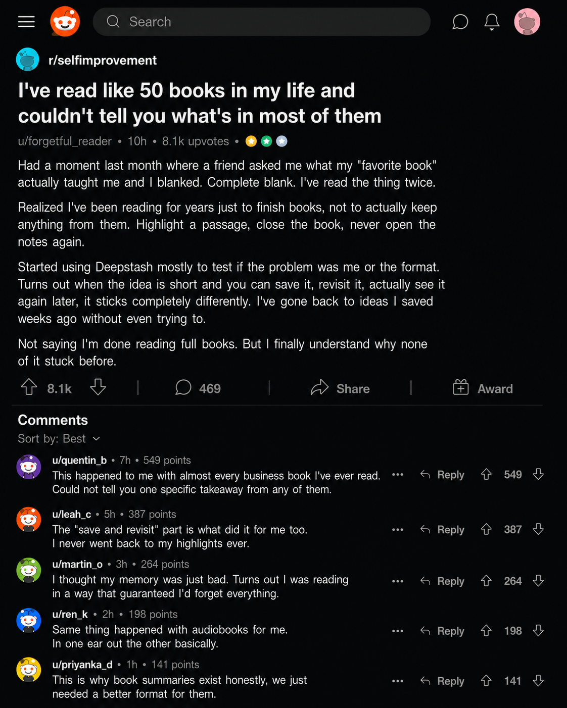 Deepstash Facebook ad