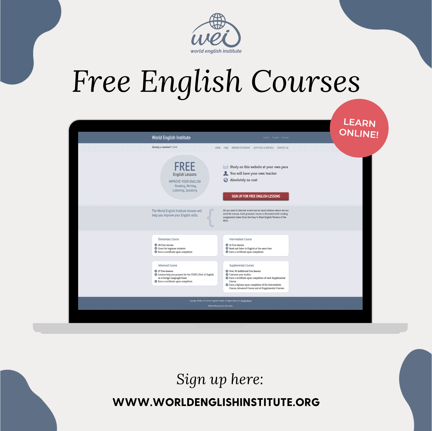World English Institute Facebook ad
