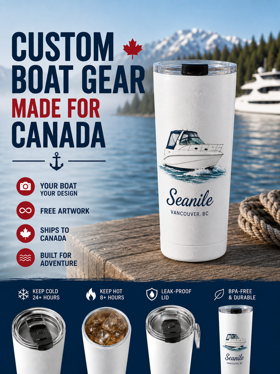 BTG Gear Facebook ad: Personalized Boat Gear for Dad