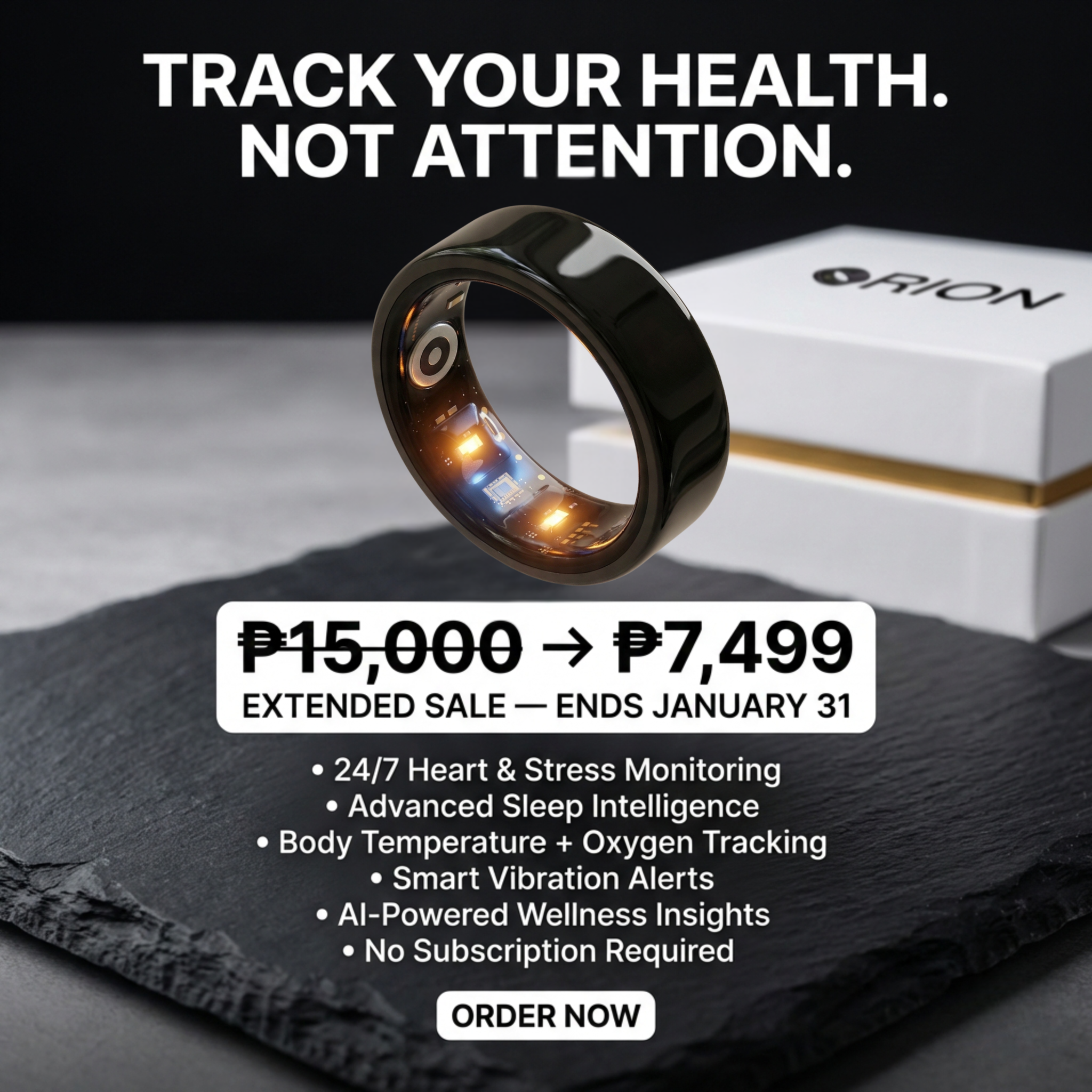 Orion Smart Ring PH Facebook ad: Unlock 50% Off Advanced Health Tracking