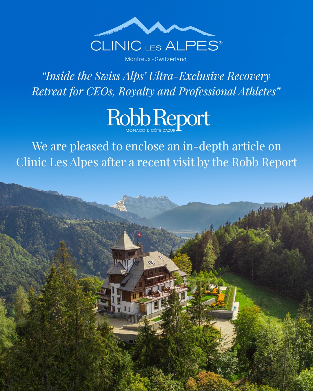 Clinic Les Alpes Facebook ad: We are delighted to be featured in Robb…