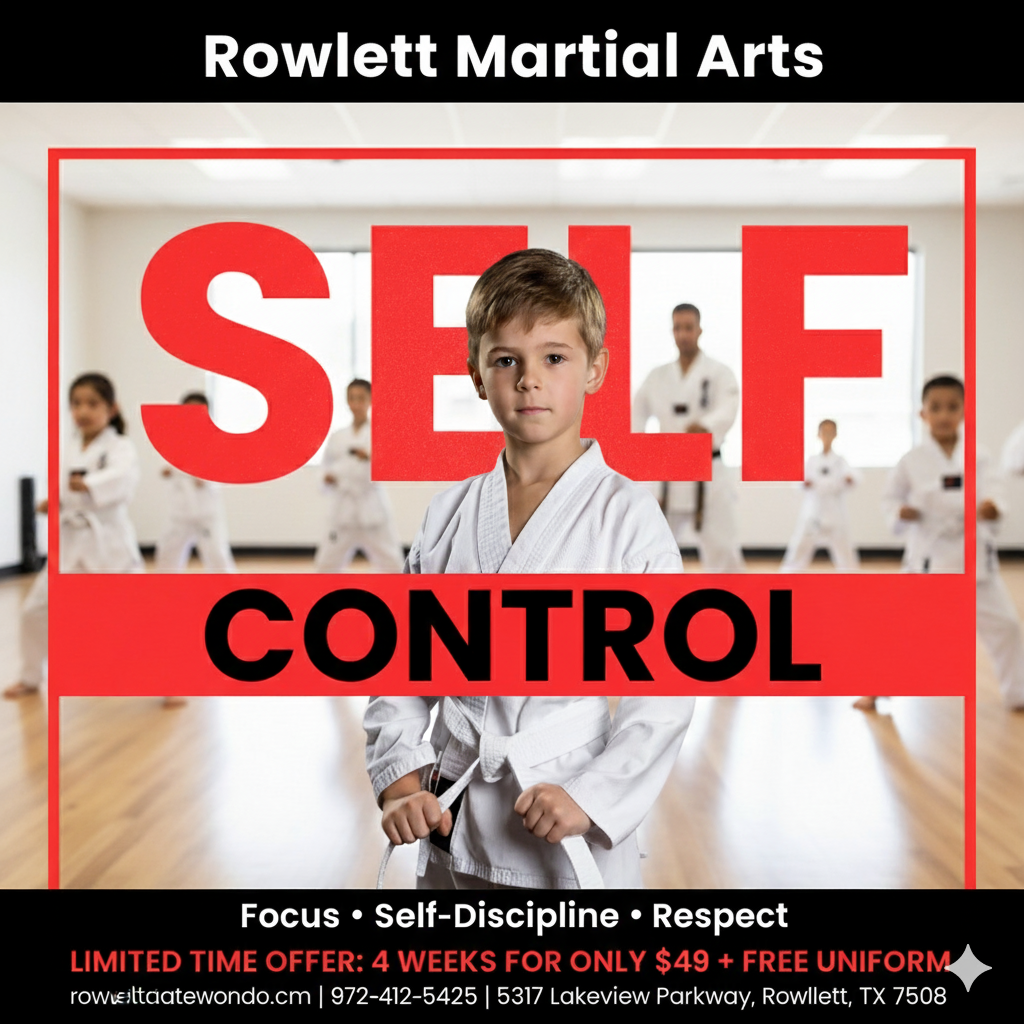 Rowlett ATA Facebook ad: Tired of Repeating Yourself? Give Your Child Self-Control!