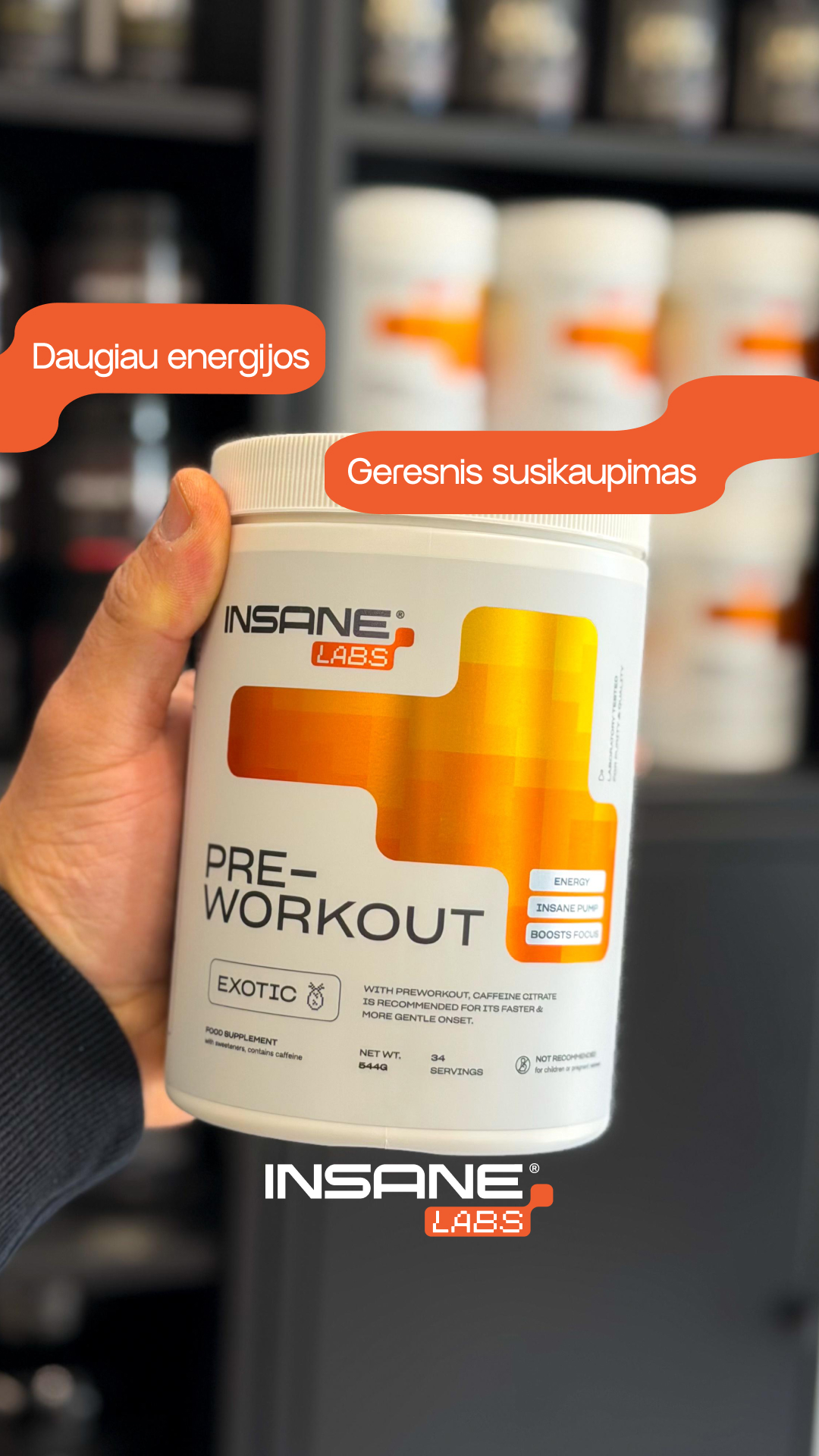 Insanefits Facebook ad: Kai motyvacijos neužtenka reikia gero pre-workout
