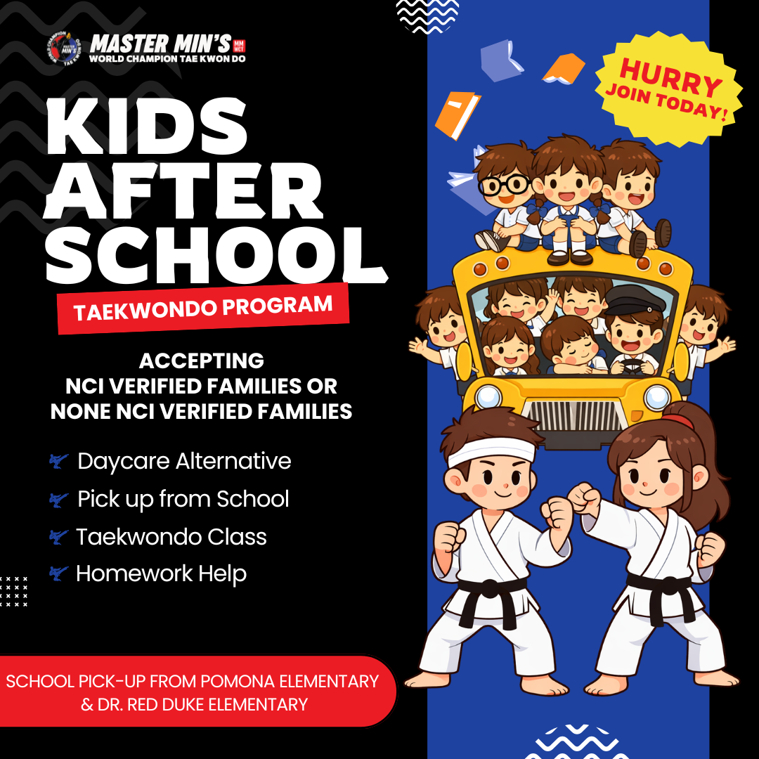 Master Min’s World Champion Tae Kwon Do Facebook ad: After-School Taekwondo + School Pick-Up
