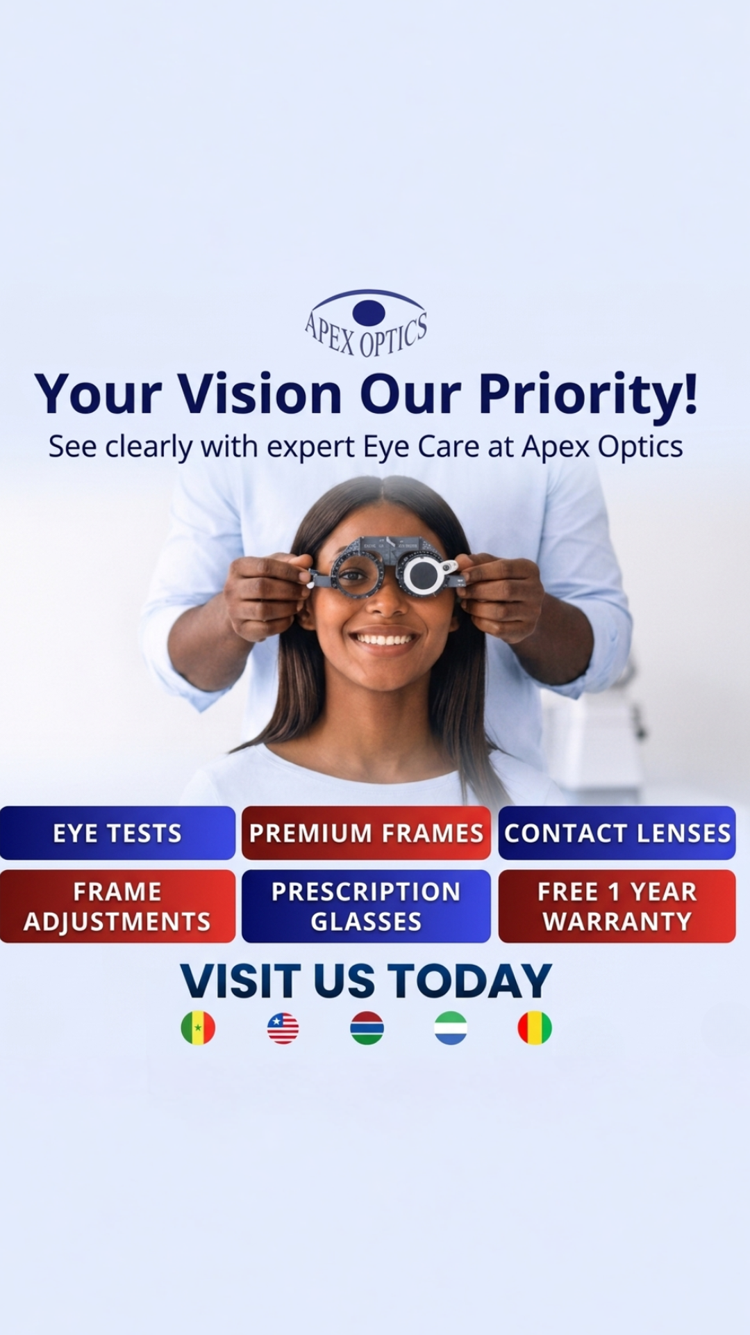 Apex Optics Facebook ad: See Clearly With Apex Optics