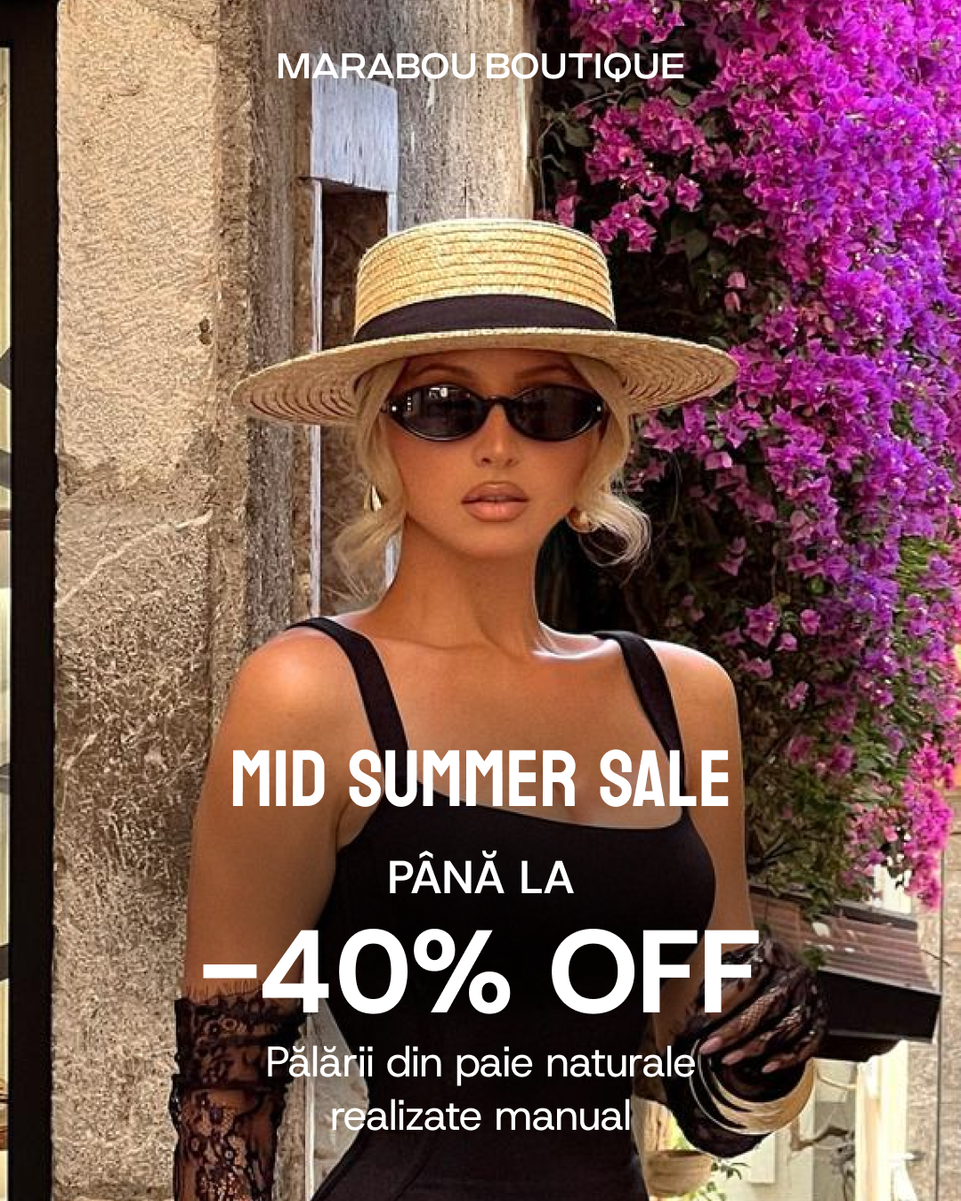 Marabou_Boutique Facebook ad: Summer SALE: 40% Reducere la pălăriile de plajă