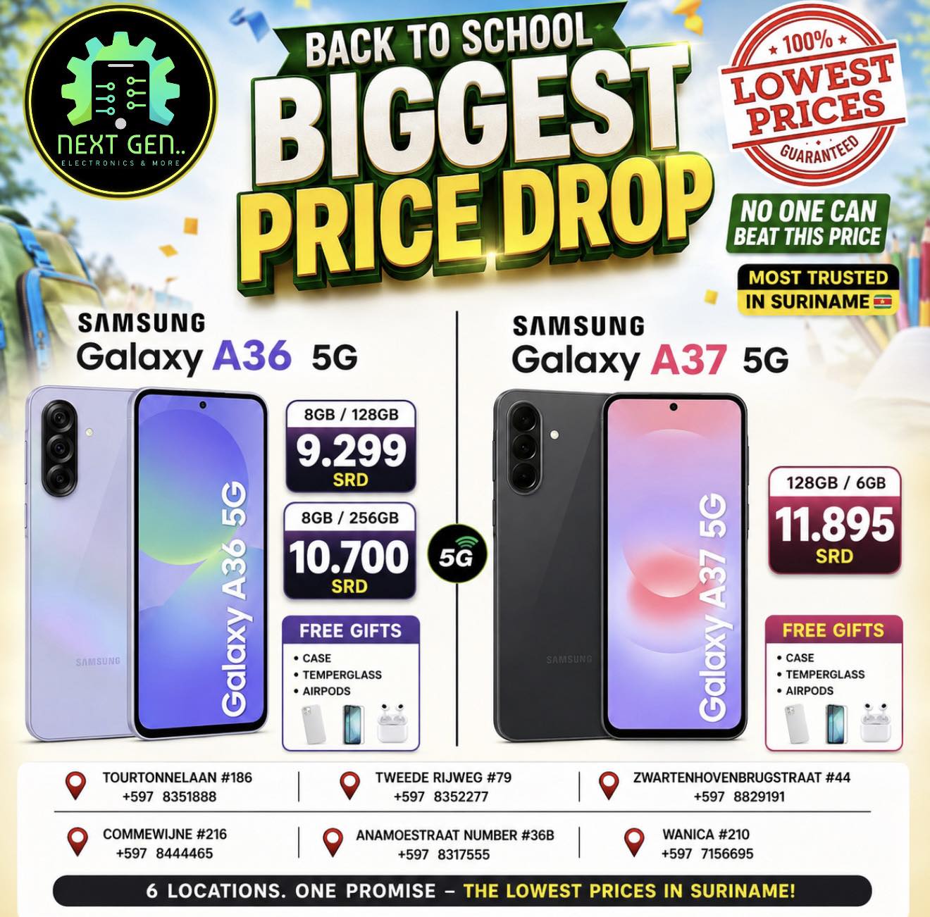 Next Gen Electronics N.V Facebook ad: BACK TO SCHOOL, BIGGEST PRICE DROP!
