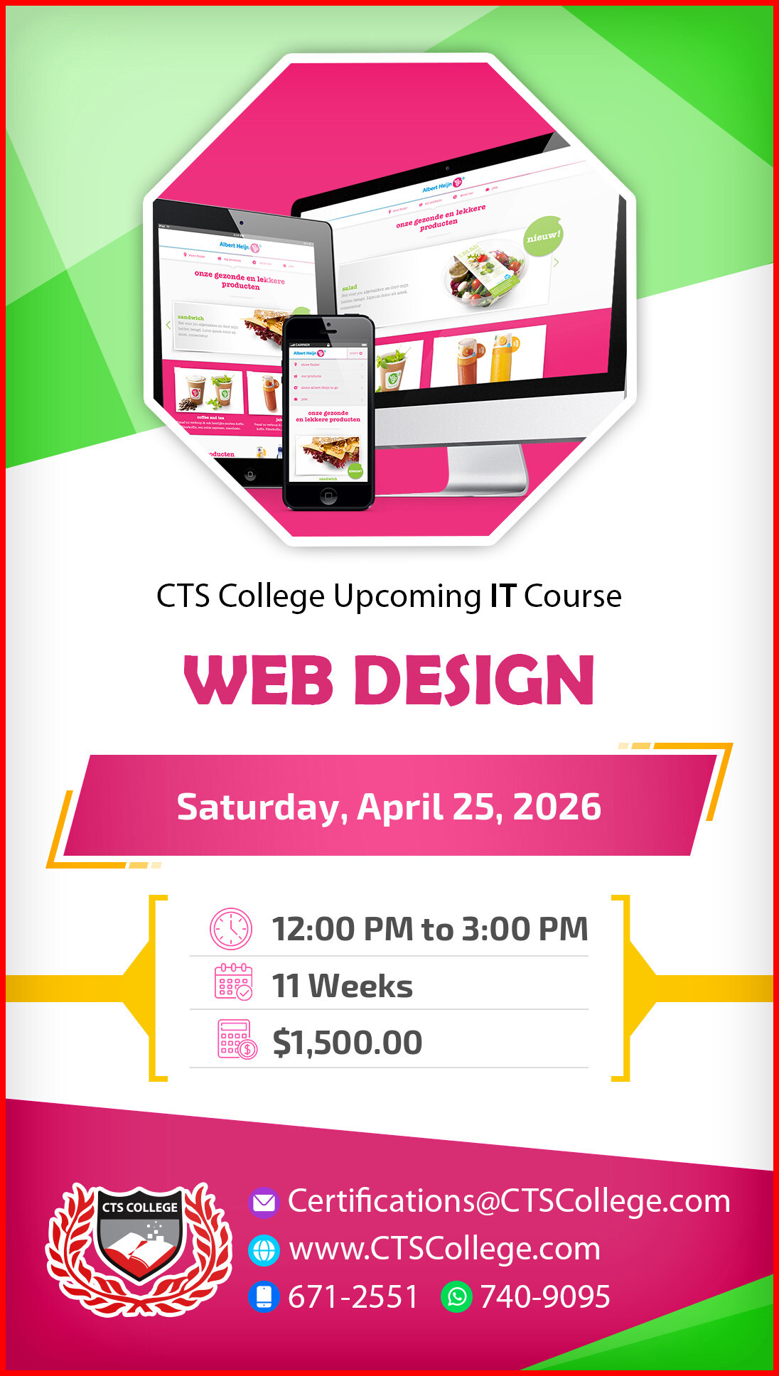 CTS College of Business and Computer Science Ltd - Official Facebook ad: Web Design