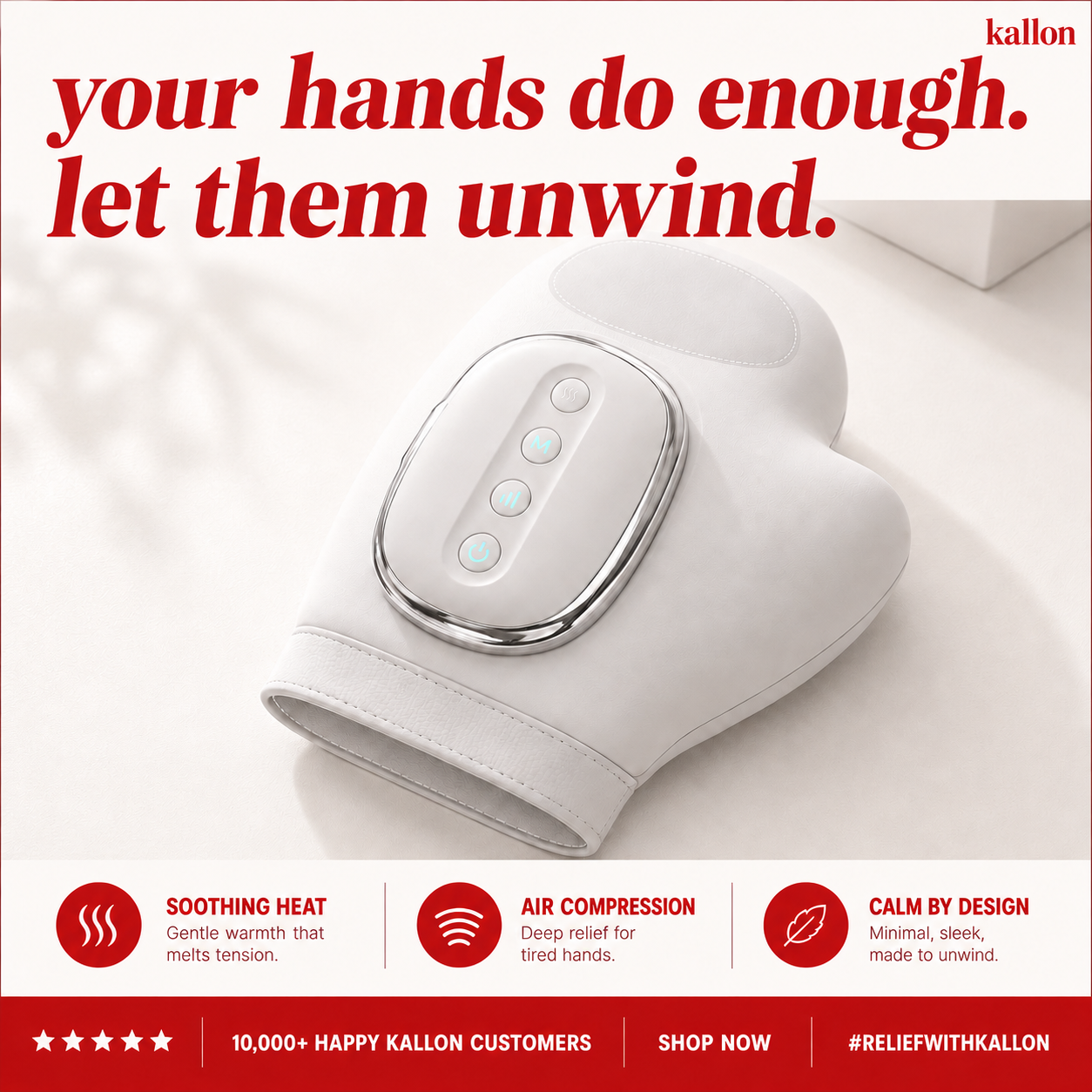 Kallon Facebook ad: Hand Pain Slowing You Down?