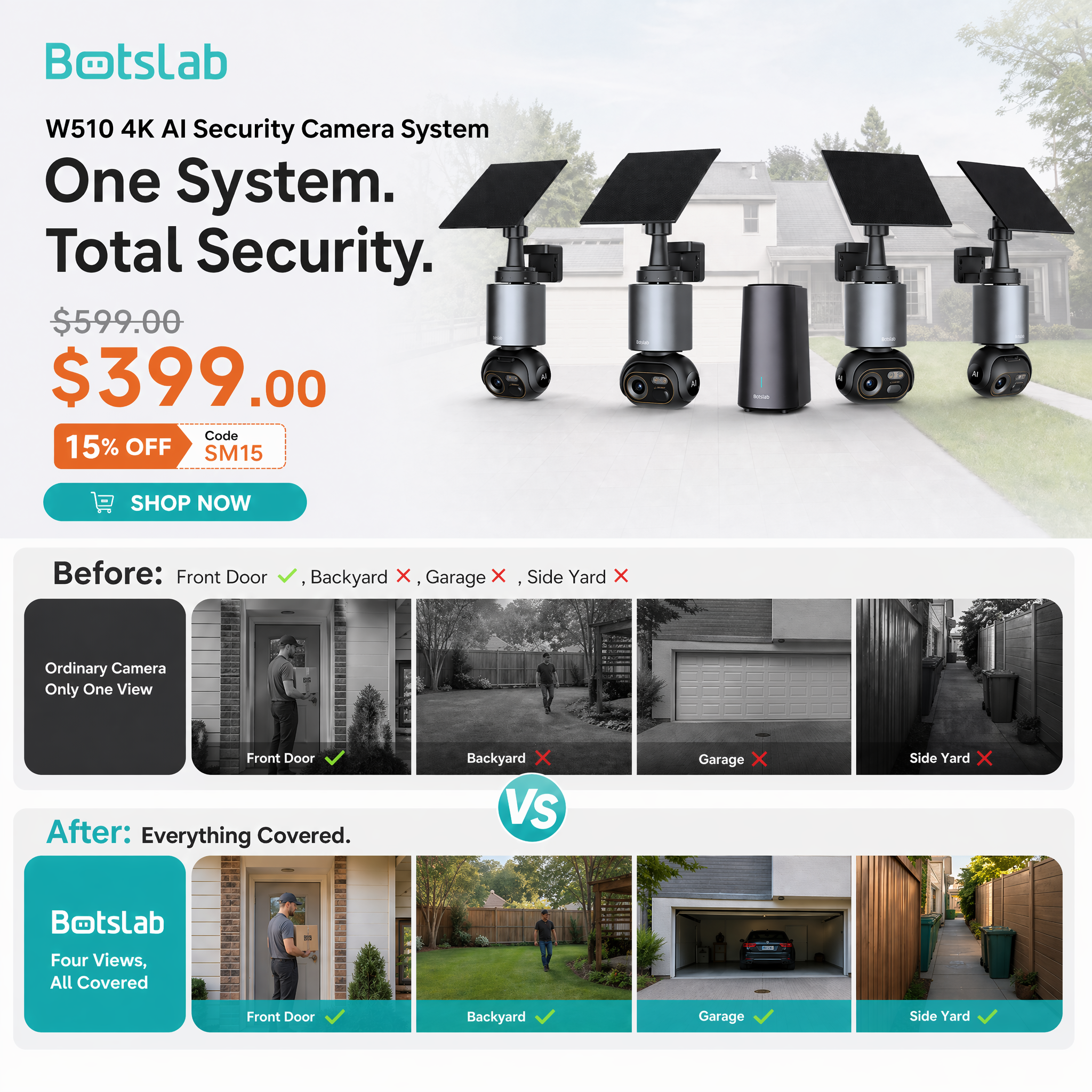 Botslab Facebook ad: 4K AI Security, See Everything, Miss Nothing