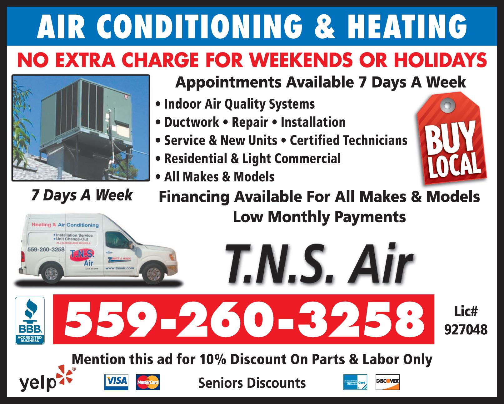 T.N.S. Air Facebook ad: Stay cool this upcoming heat and make sure…