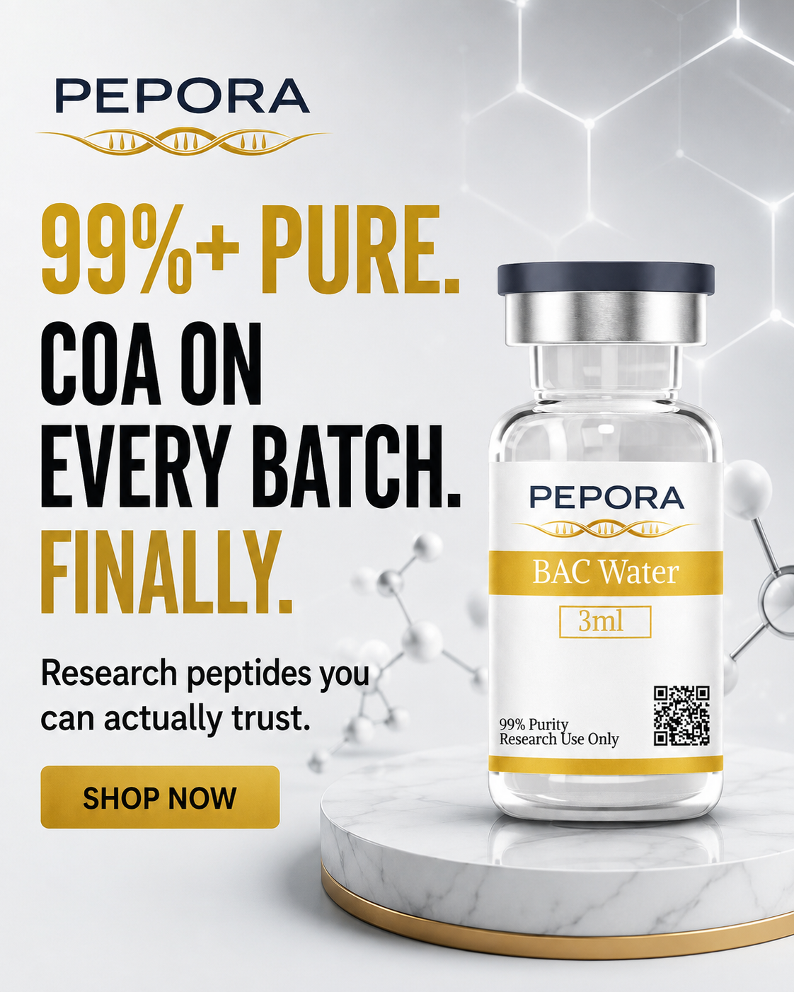 Pepora Bio Facebook ad: Trustpilot Rated 4.3 out of 5