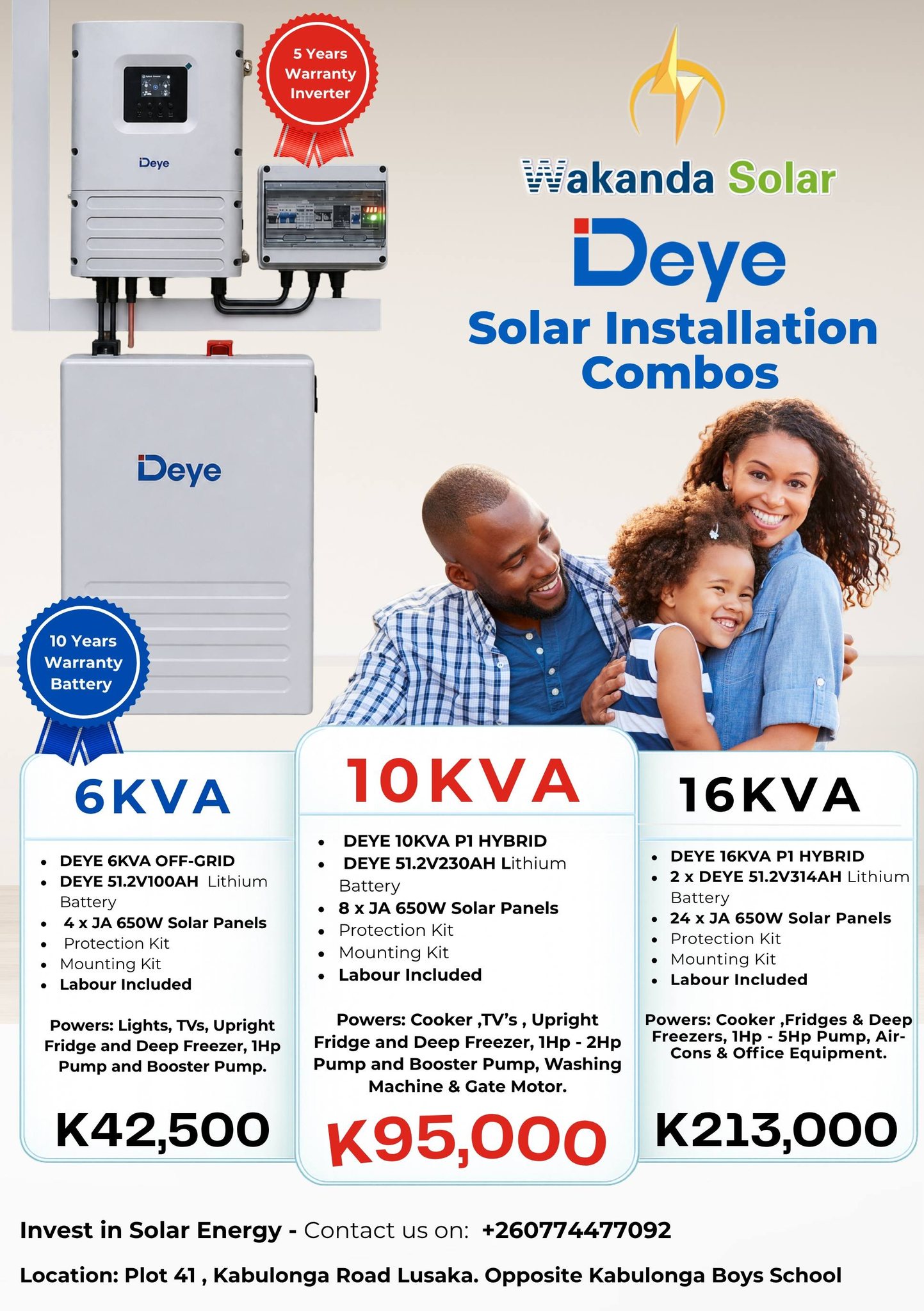 Wakanda Solar Zambia Facebook ad: Deye Solar x Wakanda Solar | Power ALL…