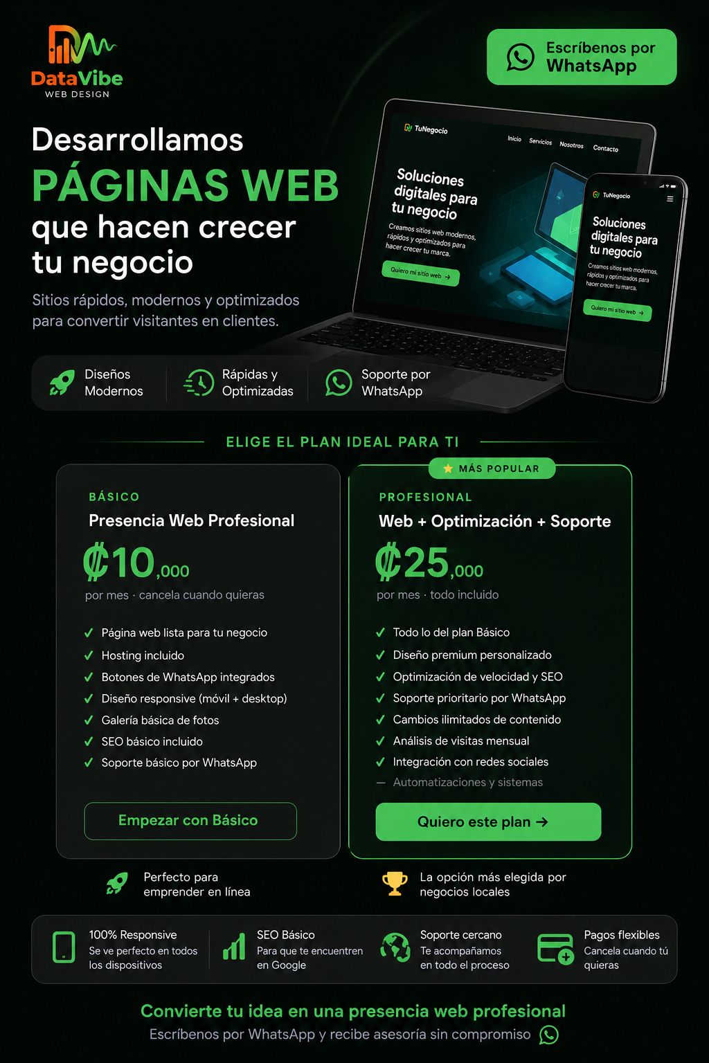 Data Vibe Facebook ad: ¿Tu negocio todavía no tiene página web?