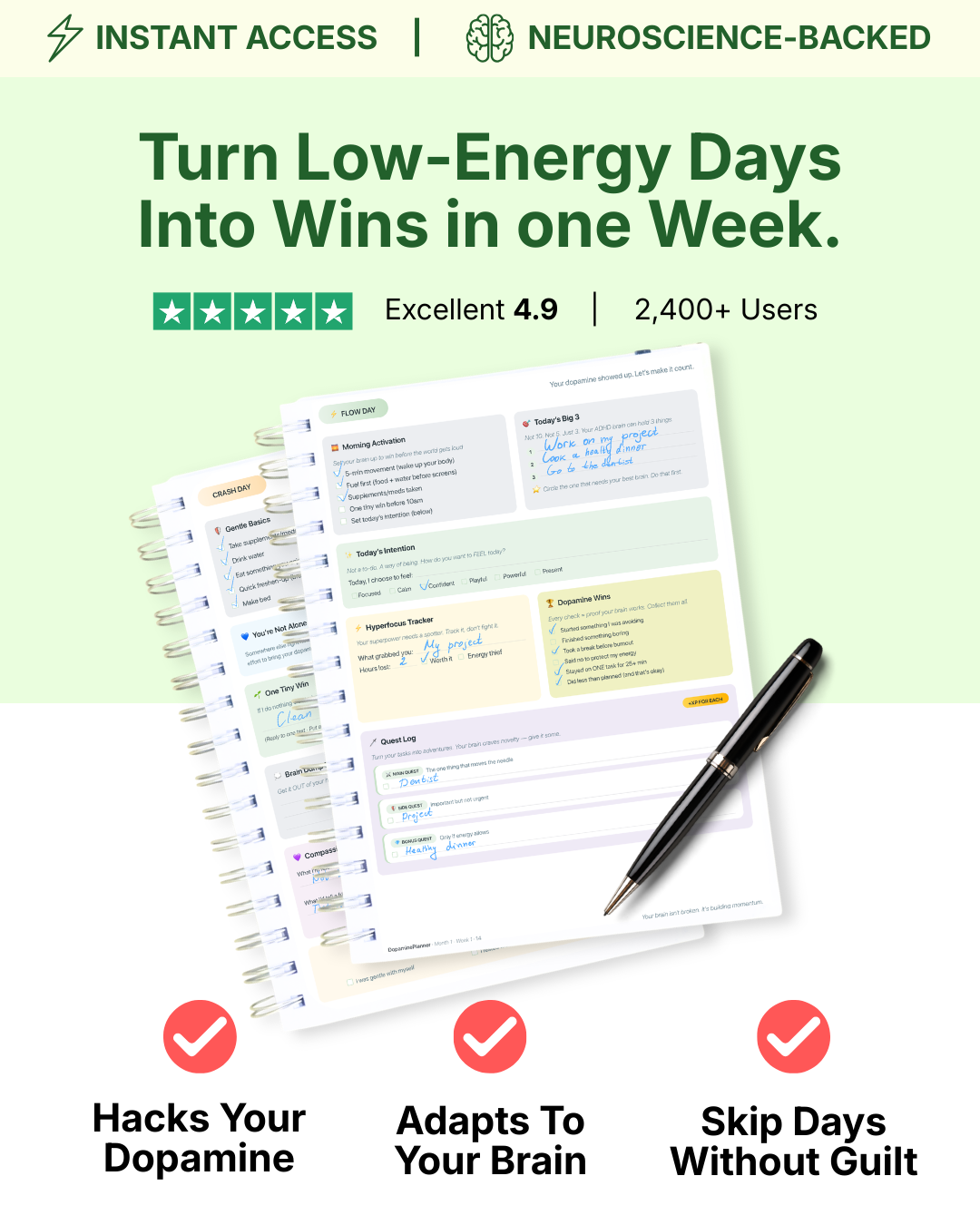 Dopamine Planner Facebook ad: Neuroscience-Backed. Built for ADHD Brains.