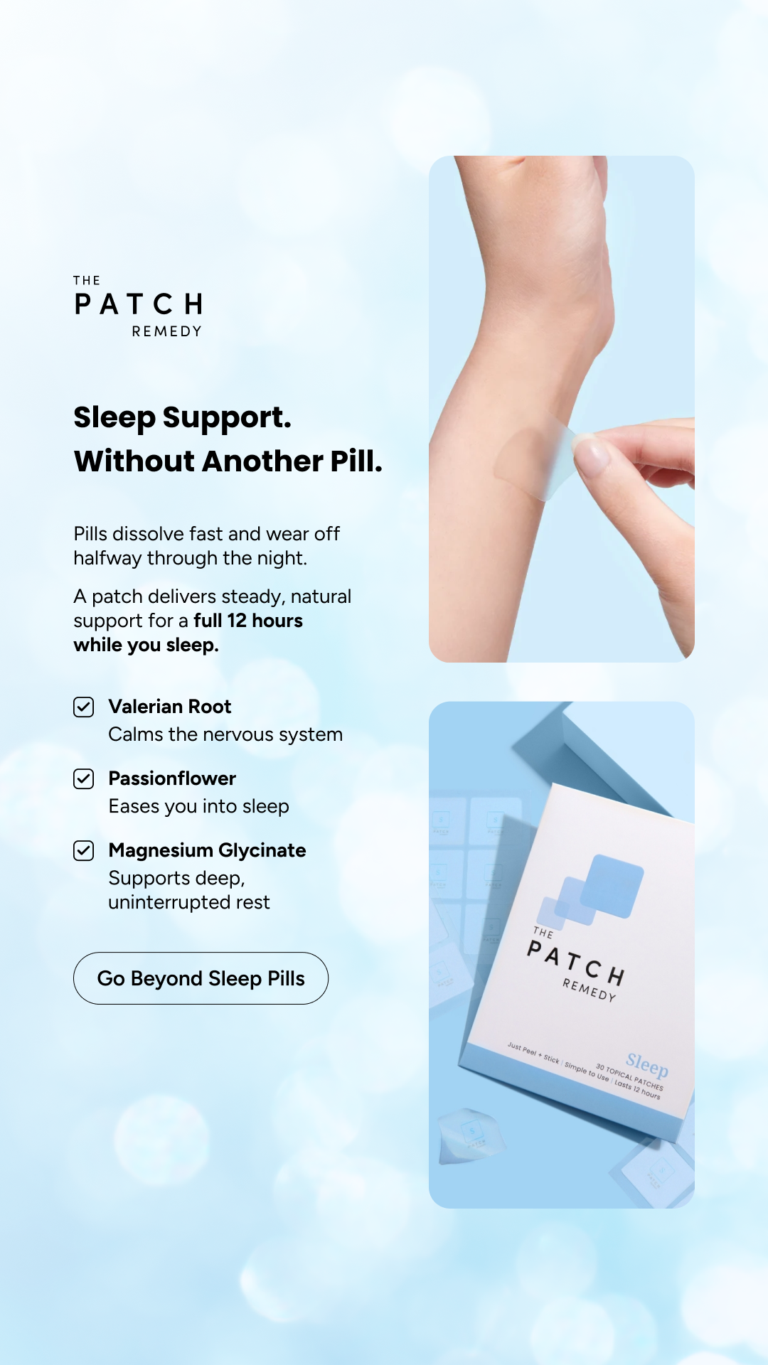 The Patch Remedy Facebook ad: Sleep Support, All Night Long