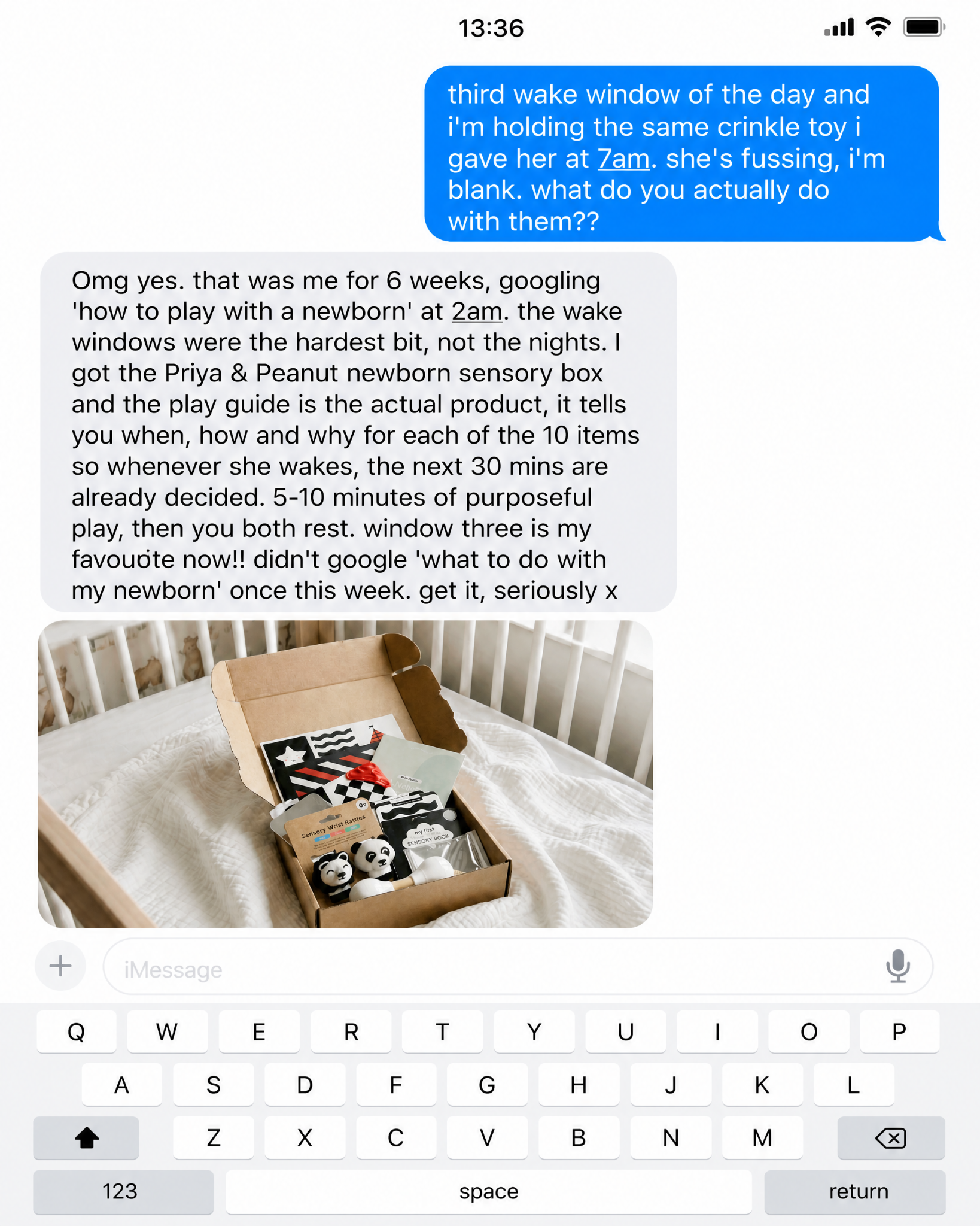 Priya & Peanut Facebook ad: The #1 Newborn Sensory Box