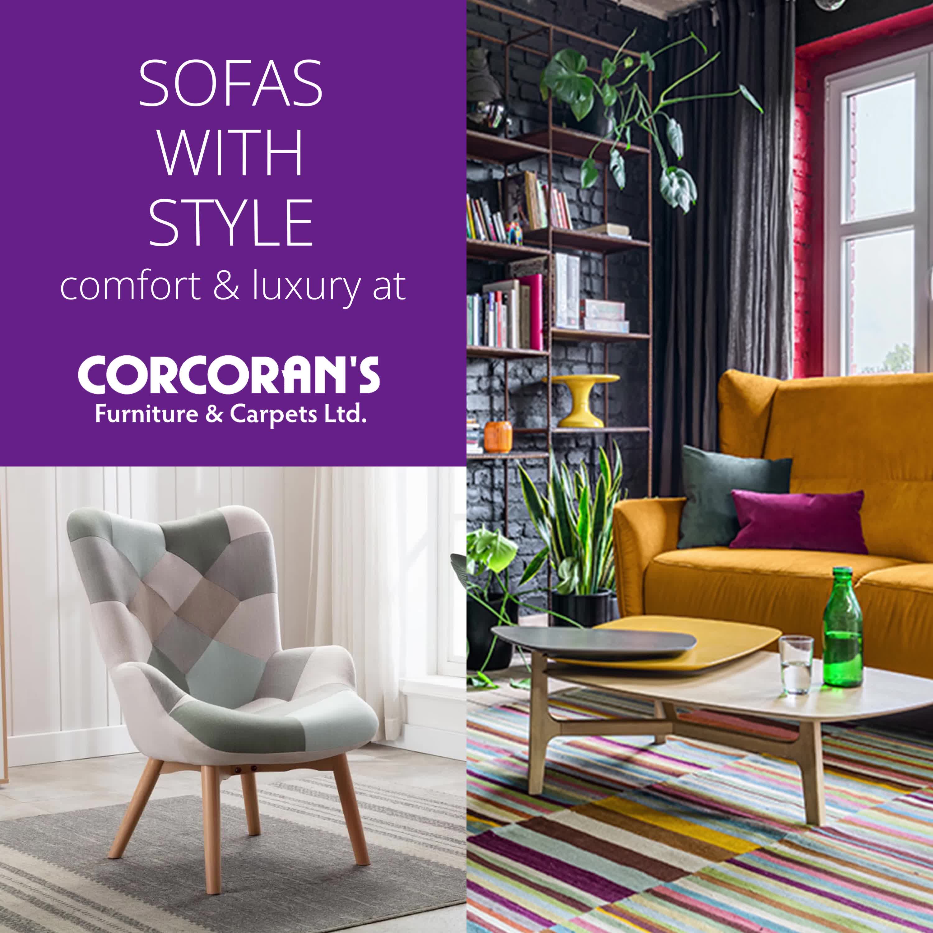 Corcorans Furniture & Carpets Facebook ad: Elegance Meets Comfort