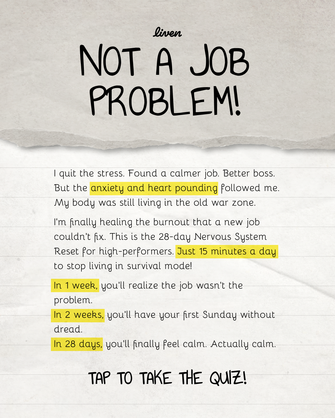 Liven: Communauté d'Éveil de Soi Facebook ad: Easy to Follow Anti-Burnout Plan