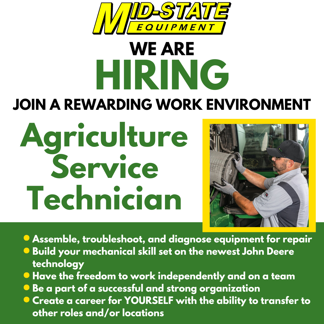 Mid-State Equipment Facebook ad: Agriculture Service Tech