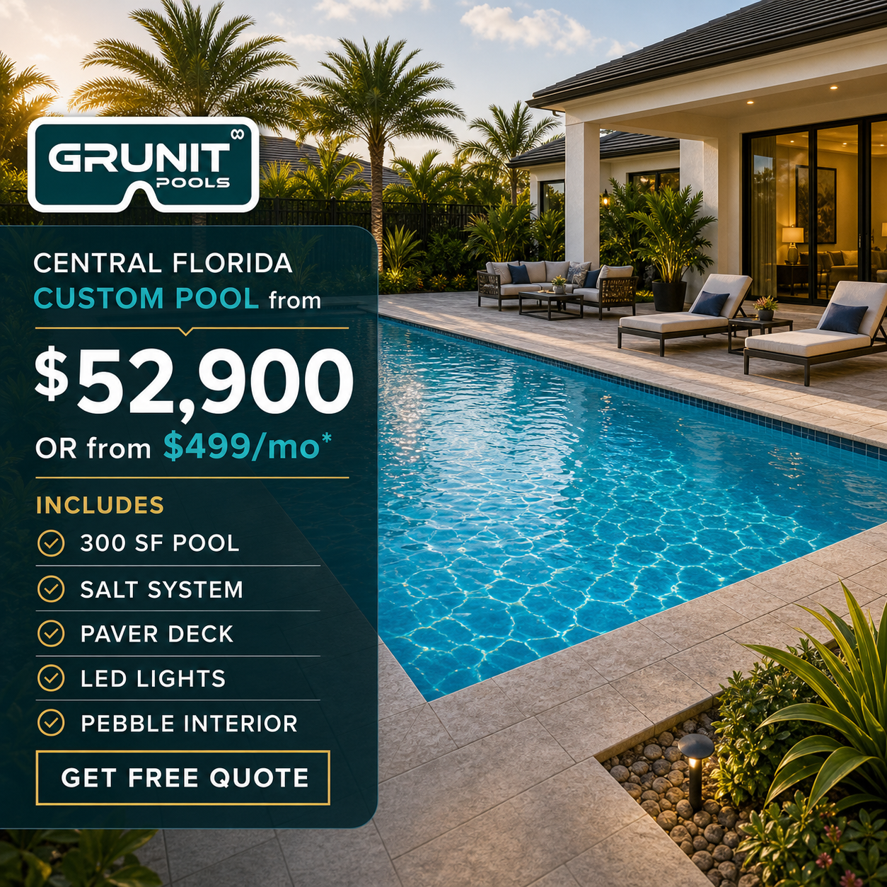 Grunit Pools Facebook ad from Jul 30, 2026