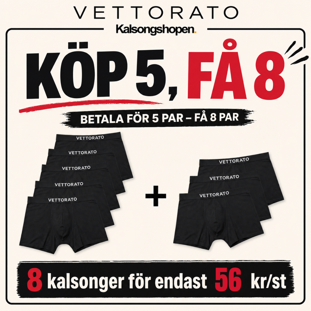 Kalsongshopen Facebook ad: Köp 5, få 8 kalsonger