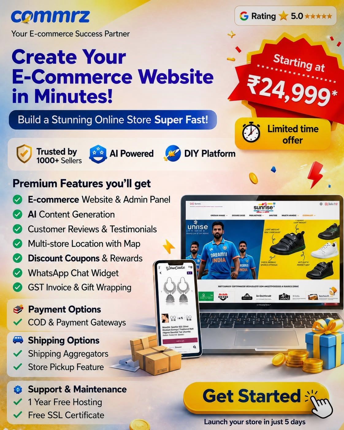commrz Facebook ad: Create E-Commerce Website Starting ₹24,999*