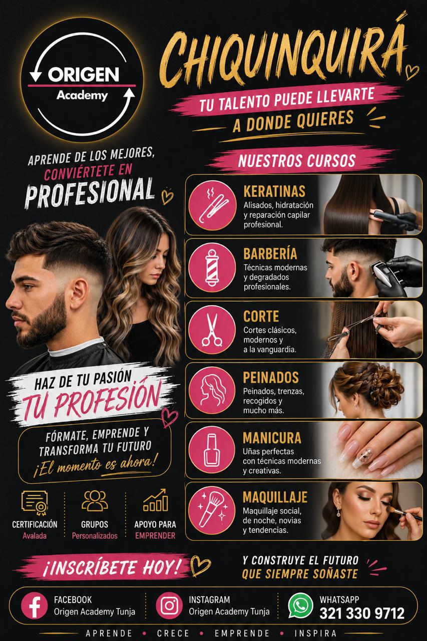 Origen Academy Tunja Facebook ad: ¡CHIQUINQUIRÁ, ES MOMENTO DE CRECER!