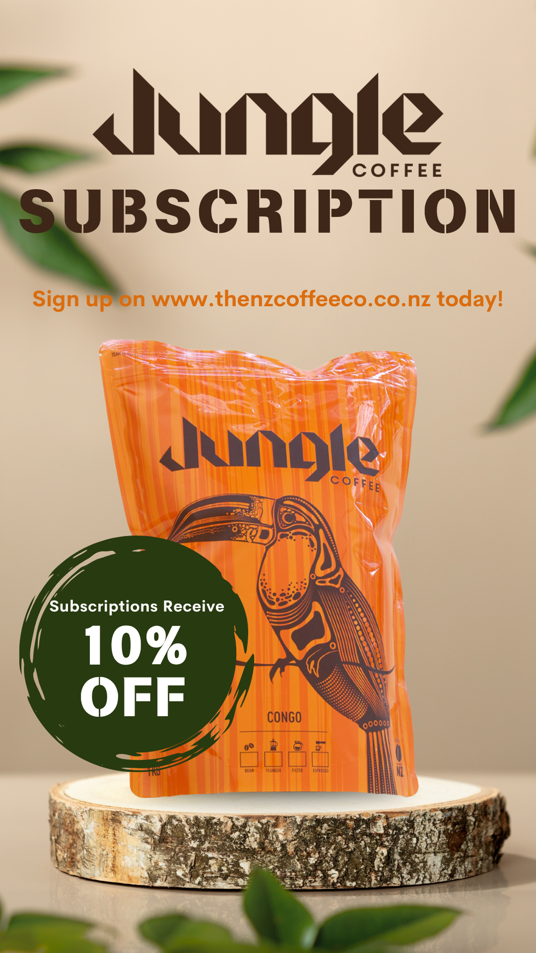 Jungle Coffee NZ Facebook ad from Apr 16, 2025