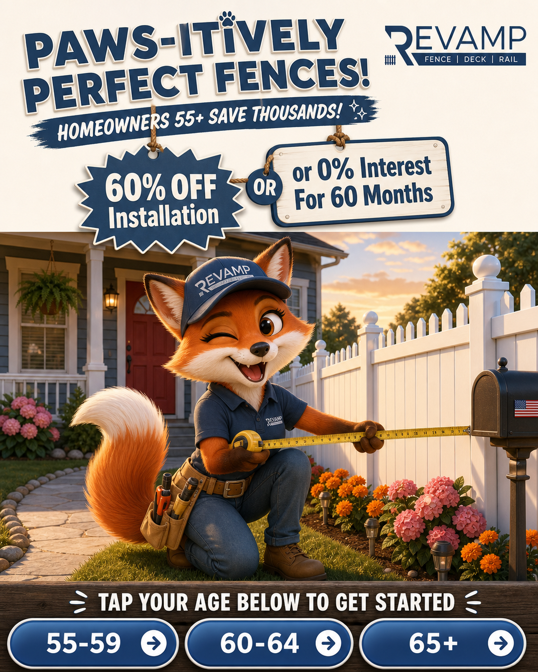 Revamp Fence & Deck Facebook ad: Seniors Save Thousands On New Fence