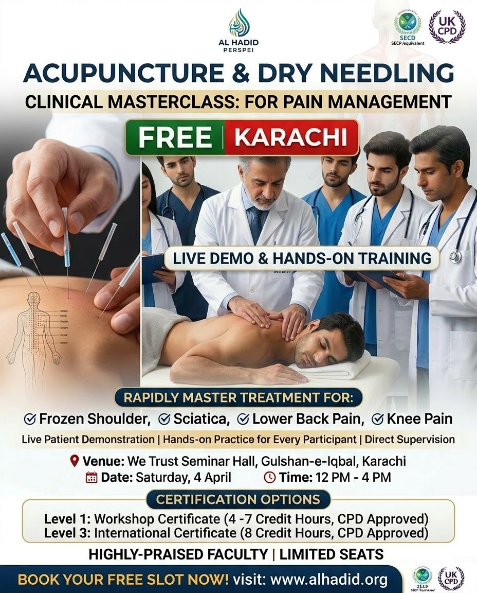 Al Hadid Facebook ad: FREE Clinical Workshop: Master Acupuncture & Dry Needling…