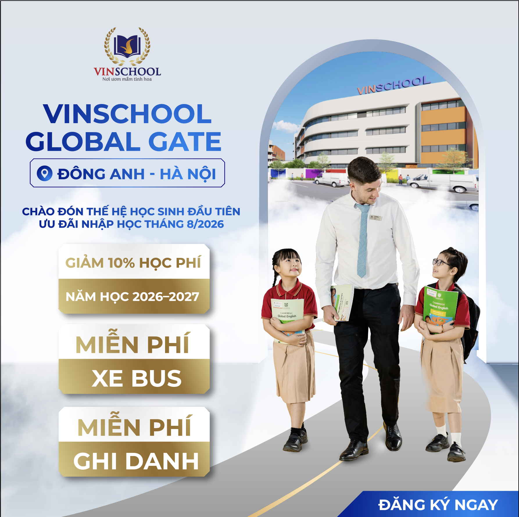 Vinschool Facebook ad: Đăng ký nhận ưu đãi và trao con khởi đầu tự tin trong môi…