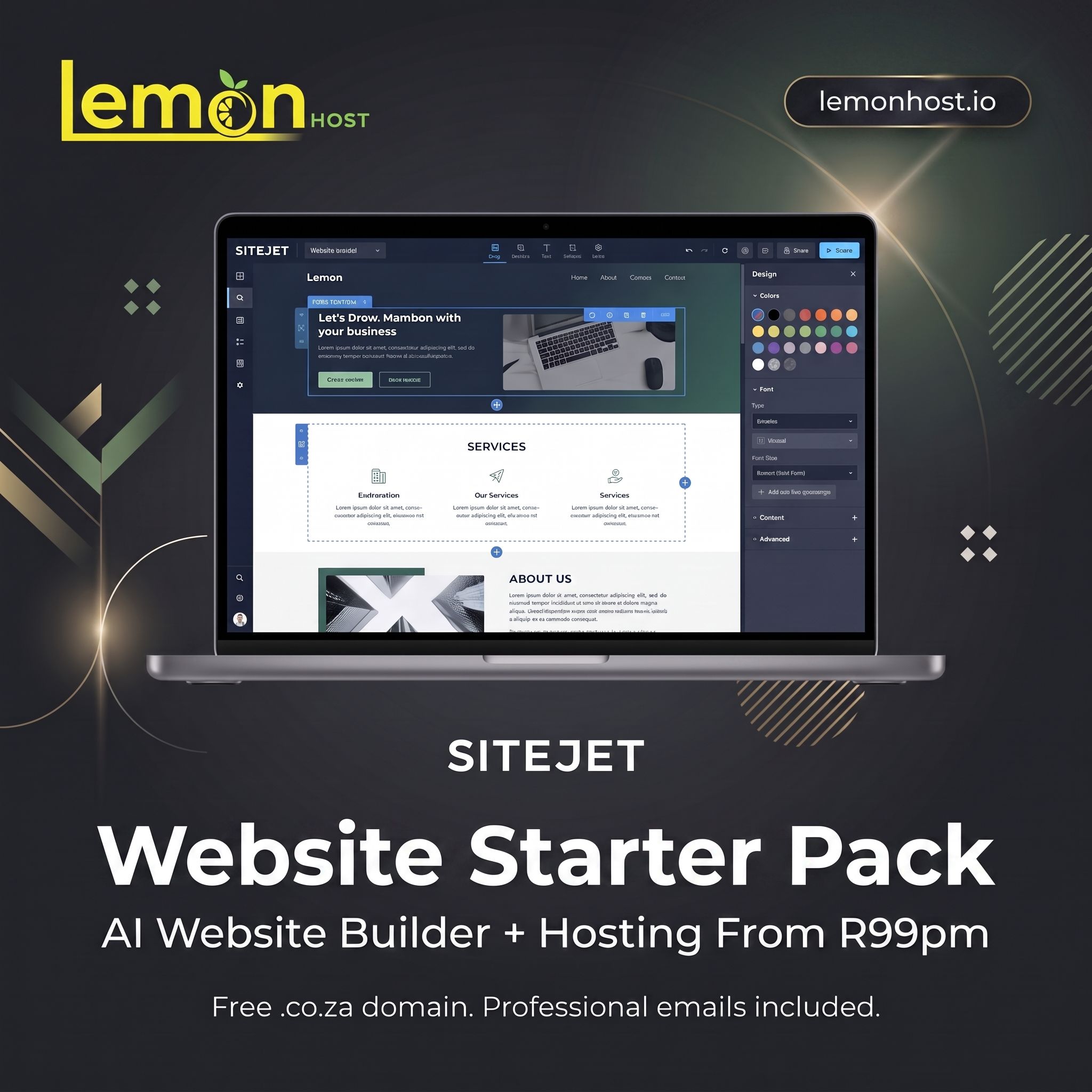 Lemon Host Facebook ad: Build your website in minutes AI Website Builder…